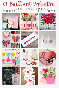 valentine's day collage with hearts, flowers and other things to make it look like