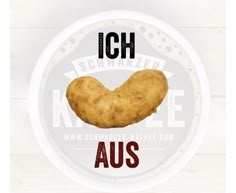 an image of a fried item with the word'ich'in german on it