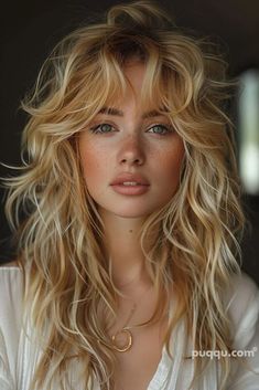 Shaggy Long Hair, Extension Hair, Wispy Bangs, Curly Hair With Bangs, Long Hair With Bangs, Summer Hair Color, Blonde Balayage, Hair Transformation, Styling Tips