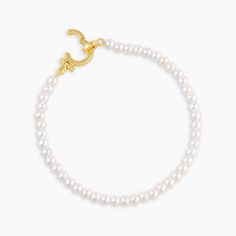 Pearls, but make them modern. Add a charm that means something to you — what could be more romantic? Product Details Total length 7" Pearl shells measure 3/16" Natural color and size may vary Hinge closure measures 3/8" Available in 18k gold plated brass Avoid contact with anything containing derivatives of alcohol | Parker Pearl Bracelet, Women's by gorjana Elegant Pearl Bracelet With Lobster Clasp, Elegant White Pearl Bracelet With Lobster Clasp, Elegant Pearl Bracelet With Lobster Clasp For Wedding, Black Labradorite, Island Fashion, Orange Agate, Iridescent Crystal, Snowflake Obsidian, Pink Enamel