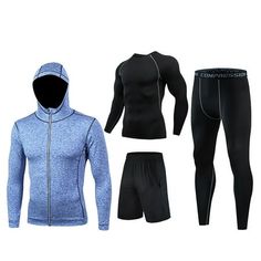 Men's Four Seasons Quick Drying Leisure Fitness Four Piece Jacket Long Sleeve Shorts Trousers Please check the Size Chart before order. If you are not sure the size, please send message to us. Features: 1.Made of high-quality materials, durable and suitable for your daily wear! 2.A set of fitness equipment that can be worn for various purposes and can be worn in all seasons for various fitness training and outdoor sports 3. The skin-friendly soft fabric, three-dimensional tailoring design, and t Running Winter, Winter Fitness, Plus Size Yoga, Swim Shorts Women, Winter Workout, Bottom Workout, Winter Running, Yoga Suit, Long Sleeve And Shorts