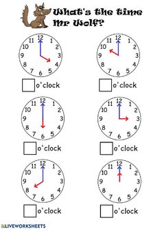 worksheet for telling time to the hour and two different clocks on each side