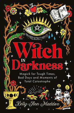 the cover of witch in darkness, with an eye and other things on it's back