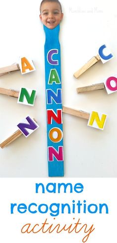 the name recognition activity is made with wooden letters