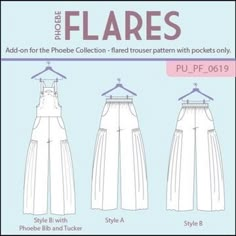 the pattern for flares is shown in three different styles