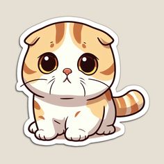 an orange and white cat sticker with big eyes