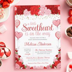 a little sweetheart is on the way valentine's day baby shower party printable