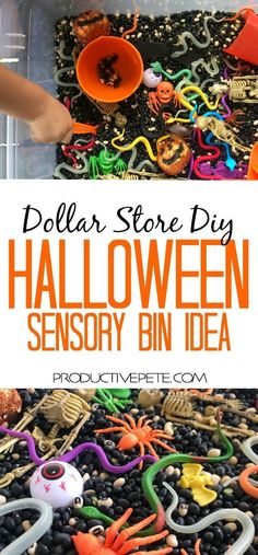 dollar store diy halloween sensory bin idea