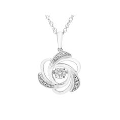 Featuring a round-cut diamond in a hinged setting, this Boston Bay Diamonds flower pendant sparkles from every angle. Featuring a round-cut diamond in a hinged setting, this Boston Bay Diamonds flower pendant sparkles from every angle. Pendant size: 20.69 mm x 14.23 mm Chain length: 18 in. Chain type: rope Nickel free Metal: sterling silver Plating: rhodium Finish: polished Packaging: boxedDIAMOND DETAILS Total weight: less than 1/10 ct. Shape: round Setting: pave Diamond weights are approximate Diamond White Diamond Flower-shaped Jewelry, Diamond White Flower-shaped Diamond Jewelry, White Diamond Necklace With Flower-shaped Accents, White Diamond Necklace With Flower Shape And Diamond Accents, White Diamond Necklace With Flower Shape Accents, Dazzling Diamond Necklace With Flower Pendant, Diamond White Jewelry With Flower Shape And Diamond Accents, Diamond White Flower Pendant With Single Cut Diamonds, White Gold Flower-shaped Jewelry With Pave Setting