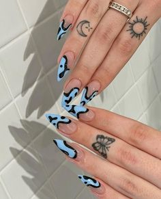 Medium Almond Nail Ideas Summer, Neon Goth Nails, Ballerina Nails Designs Ideas, Sammi Jefcoate Nails, Graphic Nail Designs, Edgy Almond Nails, Summer Goth Nails, Edc Nails