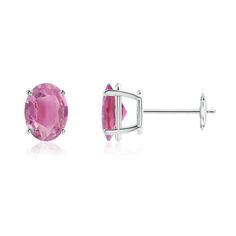 A true visual delight, these oval pink tourmaline stud earrings are designed in 14K white gold. The bright pink tourmalines are prong set and draw the eye with their irresistible radiance. Tourmaline Earrings, Solitaire Studs, Pink Tourmaline, The Pink, Bright Pink, Prong Setting, Tourmaline, Platinum, 18k Gold