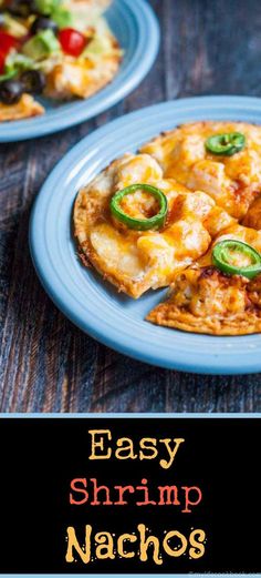 easy shrimp nachos with jalapenos on top