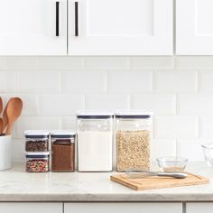 the kitchen counter is clean and ready to be used as an appliance for cooking