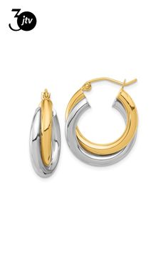 10K TWO-TONE POLISHED DOUBLE TUBE HOOP EARRINGS Tube Hoop Earrings, Two Tone, Hoop Earrings