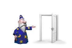 a cartoon character standing in front of an open door