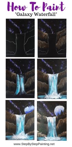 how to paint galaxy waterfall with step by step instructions