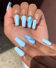 Marble Acrylic Nails, Acrylic Nail Designs Coffin, Pastel Nails Designs, Milky Nails, Blue Acrylic Nails, Simple Acrylic Nails, Glow Nails, Fall Acrylic Nails, Coffin Shape Nails