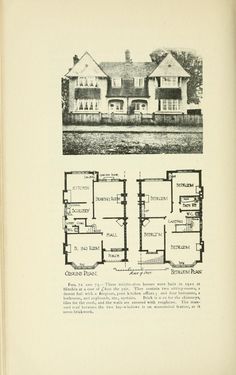 an old house with two floors and three rooms in the front, and another floor plan on