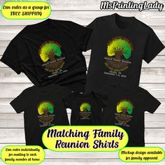 Customizable Family Reunion Shirts-Roots Run Deep with Fist Family Group Shirt and Vacation Shirts- Unisex, Kids, Babies  Family BBQ and Vacation Shirts You can change the wording to fit your family needs. For example: Leggin Cook-Out / Thompson Family Vacation/ Etna Brown Clan FREE SHIPPING WILL BE FOR $35 AND OVER  FOR FASTER PROCESSING, PLEASE KEEP ORDERS TO ONE ADDRESS.  I will provide a mockup for review prior to print. After approved, I will print and mail.  These matching family shirts wi Black Graphic Print Tops For Family Reunion, Black Tops With Graphic Print For Family Reunion, Family Matching Black Shirt For Family Reunion, Black Shirt With Custom Print For Family Reunion, Family Bbq, Family Reunion Shirts, Reunion Shirts, Family Shirts Matching, Group Shirts