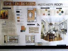 a drawing of a kitchen and dining room in one section with the floor plan below