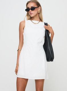 Swoon Mini Dress White Mini Dress White, Fleece Dress, Grad Dresses, Outerwear Outfit, Invisible Zip, Loungewear Sets, Curve Dresses, Boat Neckline, Casual Tank Tops