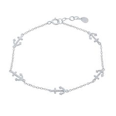 "Complete your stylish summer look with this sterling silver anchor bracelet. Complete your stylish summer look with this sterling silver anchor bracelet. Length: 7.5 in. Metal: sterling silver Plating: rhodium Finish: polished Packaging: boxed Size: 7.5"". Color: White. Gender: female. Age Group: adult." Elegant Sterling Silver Bracelets For Summer, Sterling Silver Bracelets As Summer Gift, Minimalist Silver Bracelets For Summer, Silver Minimalist Bracelets For Summer, Minimalist Silver Bracelet For Summer, Silver Anchor Bracelet Gift, Everyday Summer Silver Bracelets, Summer Everyday Silver Bracelet, Everyday Summer Silver Bracelet