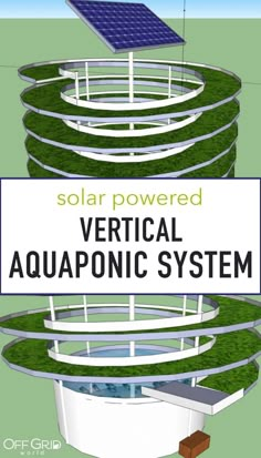 an image of solar powered vertical aquaponic system