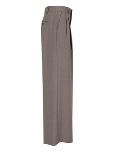 Filippa K Darcey wide pants in brown stretch fabric and wool with high waist, belt loops, zip and hook closure, two front pleats, two side flat pockets, two welt pockets with button at the back, wide leg. Composition: 54% Polyester, 44% Wool, 2% Elastane Brown High-waisted Wide Leg Pants With Belt Loops, Brown Wide Leg Pants With Belt Loops For Work, Brown Dress Pants With Belt Loops For Business, Brown Office Pants With Pressed Crease, High-waisted Wool Pants In Brown, High-waisted Brown Wool Pants, Brown Wool High-waisted Pants, Brown Pressed Crease Office Bottoms, Classic Brown Wide Leg Office Pants