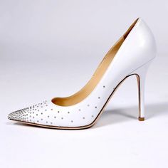 Jimmy Choo Abel White Leather Shoes with Silver Studs Unworn Size 37.5 For Sale at 1stDibs | jimmy choo studded heels, jimmy choo abel tailles, jimmy choo 37.5 Luxury White Heels With Rhinestones, Luxury Silver-studded Pointed Toe Heels, Leather High Heels With Silver Studs, Designer White Heels With Rhinestones, White Designer Heels With Rhinestones, Luxury White Heels With Reinforced Heel, Elegant Pointed Toe Heels With Silver Studs, Formal Silver-studded Round Toe Heels, Formal Round Toe Heels With Silver Studs