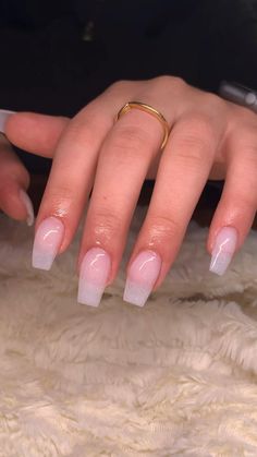 White Acrylic Nails Tapered Square, Nails Tapered Square, Natural Acrylic, White Acrylic Nails, Acrylic Set