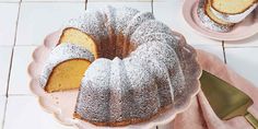 a bundt cake with powdered sugar on top