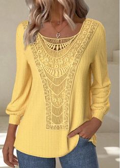 Color:Yellow;Size:S;Size:M;Size:L;Size:XL;Size:XXL;Package Contents:1 X Hoodie;Occasion:Other;Style:Casual; Casual Yellow Embroidered T-shirt, Yellow Embroidered Tops For Fall, Yellow Long Sleeve T-shirt For Spring, Casual Yellow Embroidered Tops, Spring Mustard Crew Neck Top, Mustard Crew Neck Top For Spring, Soft Tummy, Elegant Dresses Plus Size, Yellow Embroidery