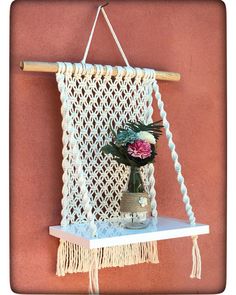 Accept natural and beautiful art plants with this aesthetic and versatile macrame shelf. The combination of macrame wall plant hanger and woven wall hanger creates a comfortable and simple way to decorate a wide variety of your empty spaces such as window, corner, hall, doorway, porch. Macrame hanging shelves are cute decorations in your bathroom, nursery room and sunroom for your home interior. Thanks so much for visiting decorationbohemianTR, we make macrame wall shelves in various colors, siz Macrame Corner Shelf, Macrame Bathroom Decor, Macrame Shelf Hanging Shelves, Macrame Shelf Tutorial, Macrame Shelf Diy, Macrame Wall Shelves, Macrame Shelves, Macrame Wall Plant Hanger, Diy Macrame Plant Hanger Easy