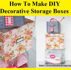 two pictures with the words how to make diy decorative storage boxes