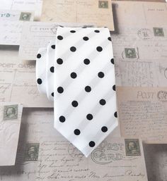 Necktie White Black Dot Mens Skinny Tie by TieObsessed on Etsy, $19.95 White Fitted Suit And Tie Accessories For Office, White Fitted Tie For Black Tie Events, Fitted White Ties For Black Tie Occasions, Polka Dot Fitted Ties For Business, Polka Dot Business Ties, Spring Suit And Tie Accessories For Black Tie Events, Classic Suit And Tie Accessories For Summer Office, Classic Summer Suit And Tie Accessories For Office, Classic Summer Office Suit And Tie Accessories