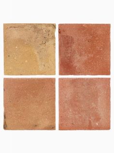 four different colored brick tiles on a white background