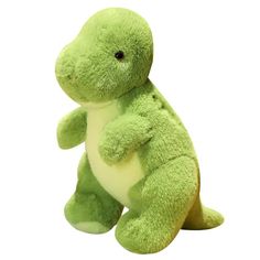 a green and white stuffed animal on a white background