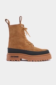 Peace Walker Suede Tobacco | STUTTERHEIM US Suede Lace-up Boots With Rubber Sole, Luxury Suede Lace-up Boots For Outdoor, Rugged Suede Lace-up Boots With Vibram Sole, Lace-up Suede Waterproof Boots With Lug Sole, Lace-up Suede Hiking Boots With Rubber Sole, Comfortable Boots, Walker Boots, Lug Sole, Mid Calf Boots