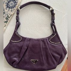 Amazing Bag In Very Good Condition Designer Hobo Bag With Silver-tone Hardware For Shopping, Designer Purple Shoulder Bag With Handles, Purple Designer Shoulder Bag, Purple Bags With Silver-tone Hardware For Shopping, Evening Bags With Silver-tone Hardware In Purple, Luxury Purple Shoulder Bag With Silver-tone Hardware, Purple Evening Bags With Silver-tone Hardware, Purple Satchel With Silver-tone Hardware, Purple Shoulder Bag With Silver-tone Hardware For Evening