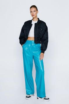 Fancy pants. Our faux leather straight leg pants are great for elevating your daytime casual looks. Style with a crop top and sneakers. Faux Leather Straight Leg Pants Faux Leather Pants Straight Leg Flare Pants Belt Loops Comfortable High Waist Model wears a size M (US size 6/UK size 10). Leather Pants Straight Leg, Leather Pants Straight, Faux Leather Straight Leg Pants, Country Concert Outfit, Fancy Pants, Faux Leather Pants, Straight Leg Trousers, Looks Style, Pants Straight