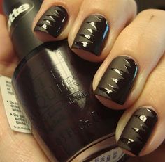 Matte and Gloss Black Nails Classy Black Nails, Matte Nail Polish, Black Nail Art, Black Nail Polish, Matte Nails Design, White Nail, Halloween Nail Designs, Deborah Lippmann