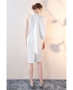 Shop Elegant White Ruffled Sheath Cocktail Dress Short Halter online. All instock with free shipping. Pro since 2009. Cocktail Dress Short, Cocktail Bridesmaid Dresses, Professional Outfit, Evening Dress Collection, Long Cocktail Dress, Blue Evening Dresses, Party Dress Short, Cocktail Party Dress, Formal Party