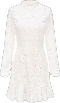 Elegant White Lace Embroidery Mini Party Dress & Long Sleeve - For Women USA White Crochet Dress With Hollow-out Details For Party, Long Sleeve Lace Patchwork Mini Dress For Wedding, Long Sleeve Mini Dress With Lace Patchwork For Wedding, White Lace Dress With Lace Collar For Party, Fitted Crochet Dress With Lace Long Sleeves, Party Crochet Dress With Long Sleeves, Spring Long Sleeve Crochet Lace Dress, Spring Long Sleeve Lace Crochet Dress, Fitted Long Sleeve Crochet Dress With Lace Trim