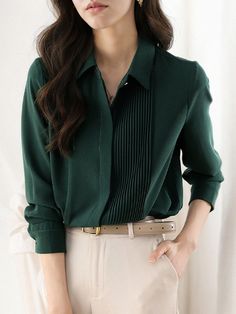 Lasaky - Chic Long Sleeve Shirt for Professional Women Leisure Fashion, Chiffon Fashion, Pleated Blouse, Professional Women, Outfit Combinations, Fashion Seasons, Work Outfit, Long Sleeve Shirt, Sleeve Shirt