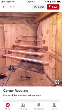 the inside of an unfinished building with wood planks on the walls and flooring