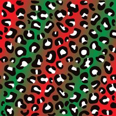 an animal print pattern in red, green and black