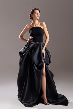 Description Black A-line, Long dress Sleeveless Open neckline Strapless Crepe, Satin Dry Clean Evening Dress Made in Lebanon GCS 1509 Mnm Couture, Plus Size Gowns, Bodice Top, Prom Dress Stores, Lace Dress Long, Formal Dresses For Women, A Line Gown, Dress Purchase, Couture Dresses