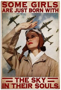 a woman in an air force uniform saluting the sky with her hands on her head