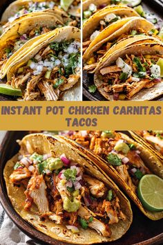 the instant pot chicken carnitas tacos are ready to be eaten