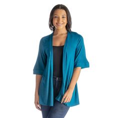 Add simple style to your wardrobe with this women's 24Seven Comfort Apparel open front elbow length sleeve cardigan.Click on this WOMEN'S GUIDE to find the perfect fit and more! Add simple style to your wardrobe with this women's 24Seven Comfort Apparel open front elbow length sleeve cardigan.Click on this WOMEN'S GUIDE to find the perfect fit and more! FEATURES Soft fabric with stretch No closure - open front Elbow sleeves UnlinedFIT & SIZING Regular fit 29 1/2-in. length from shoulder to hemFA Fall Stretch Short Sleeve Cardigan, Solid Color Open Front Cardigan For Daywear, Open Front Cardigan For Daywear, Solid Open Front Cardigan For Daywear, Wrap Cardigan For Daywear, Solid Short Sleeve Cardigan For Fall, Short Sleeve Cardigan For Fall, Blue Short Sleeve Cardigan For Fall, Solid Color Open Front Relaxed Fit Cardigan